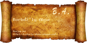 Borbély Absa névjegykártya